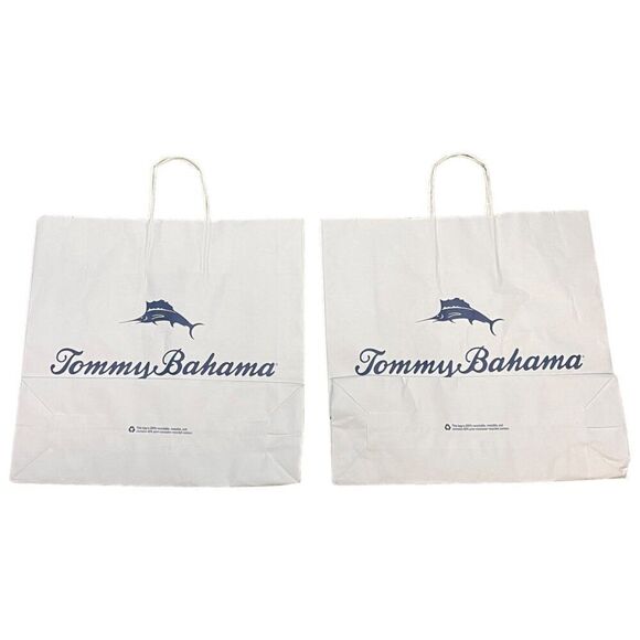 Tommy Bahama White Shopping Bags  16 X 15  Set Of 2 Empty Tote Gift Package - Picture 2 of 5